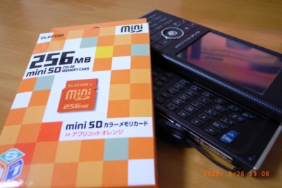 ELECOM mini SD メモリカード アプリコットオレンジ 256MB